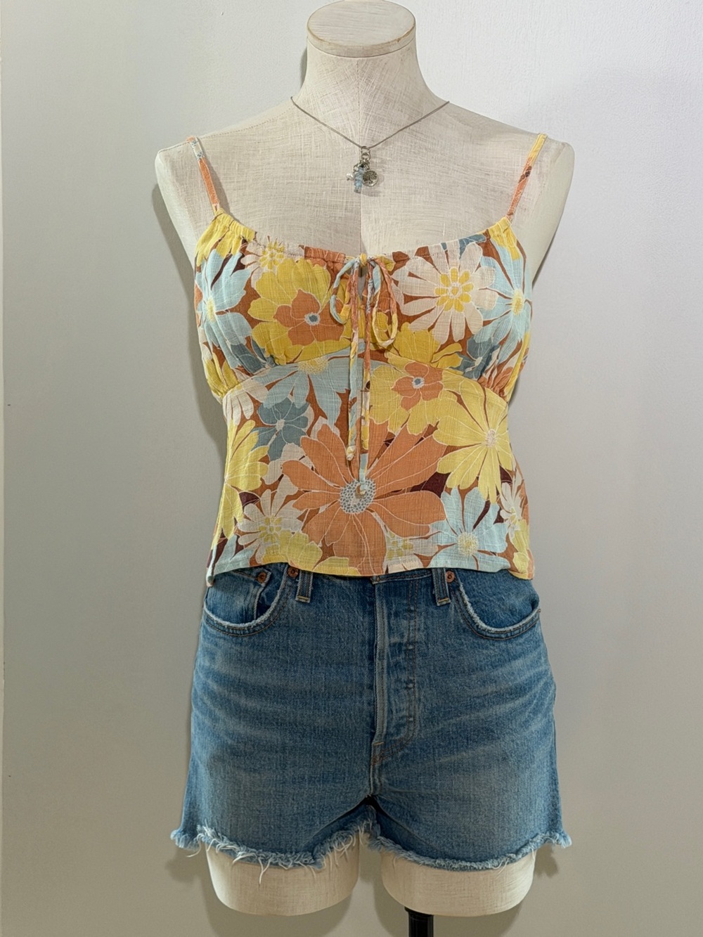 Rip Curl Sunrise Session Cami Top S Retro Floral Tropical Beach Boho